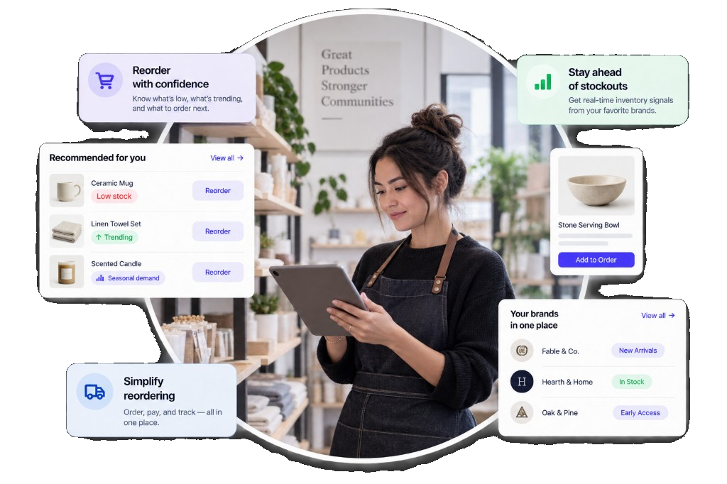 Retailer reordering brands, watching stock, and managing vendors in one place